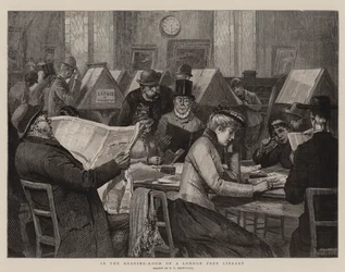 In the Reading-Room of a London Free Library